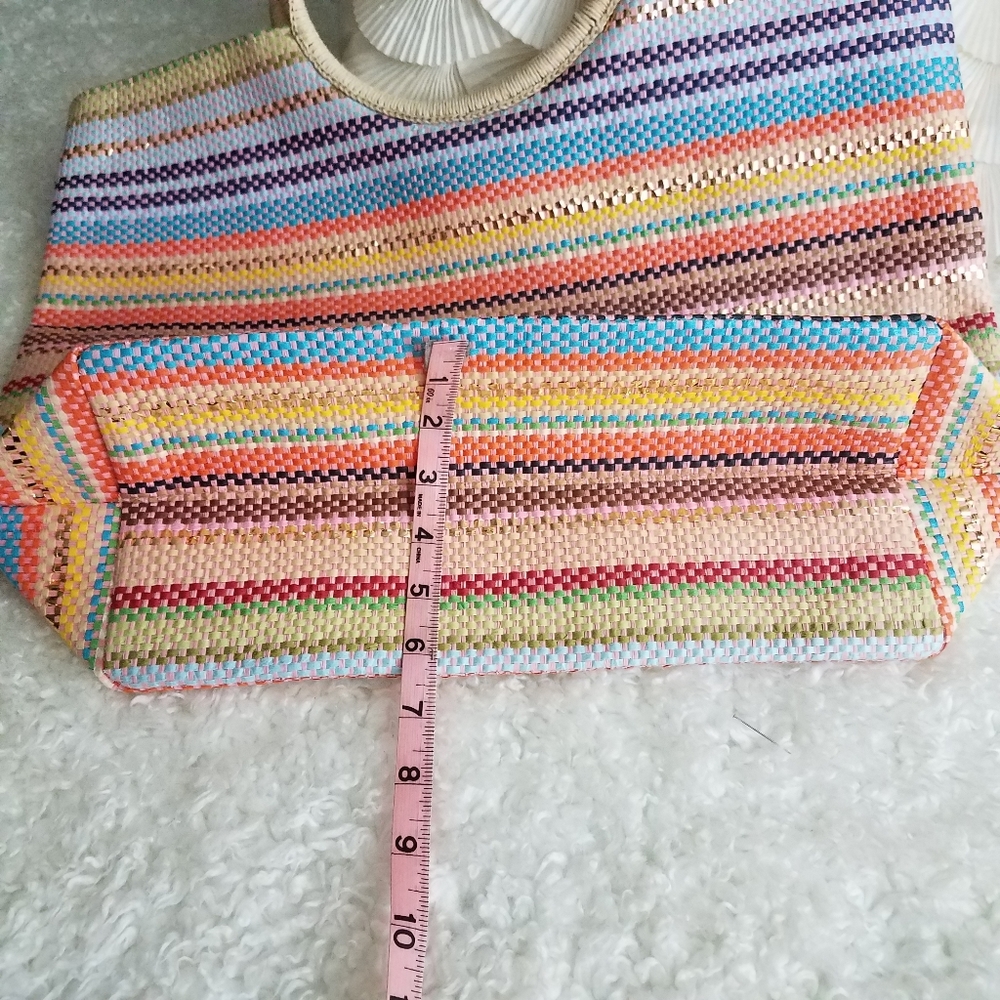 New Avenue Bright Multicolored Straw Tote - Picture 7 of 8